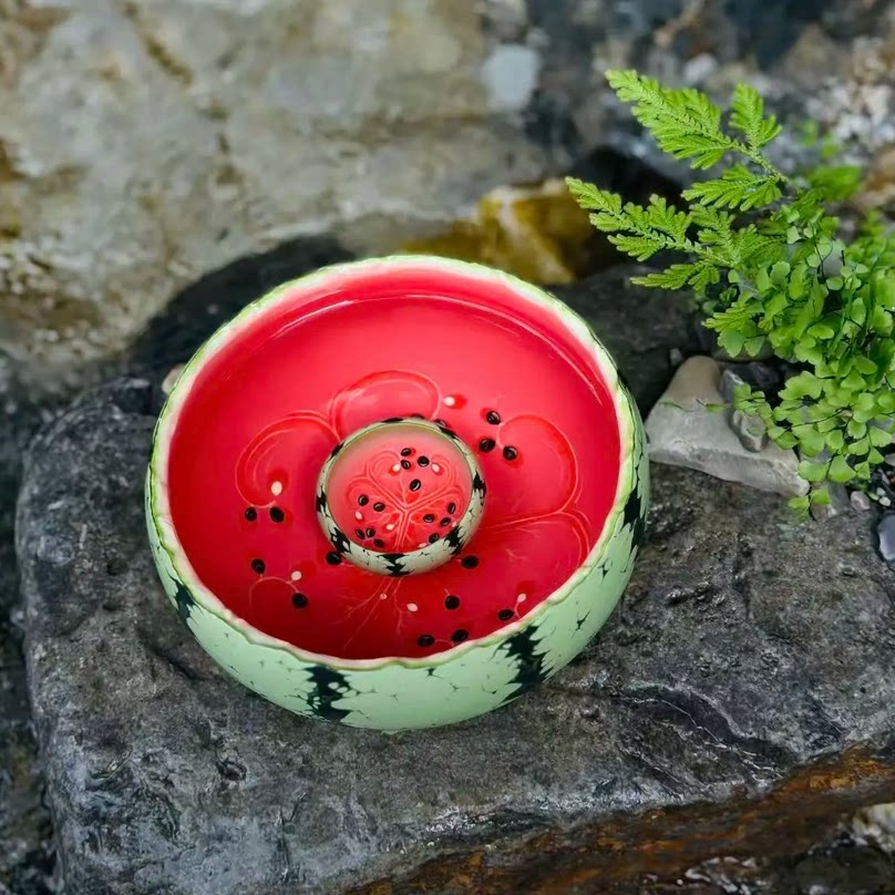 博主同款西瓜马克陶瓷碗夏日清凉碗高温烧制可爱西瓜碗送朋友礼物