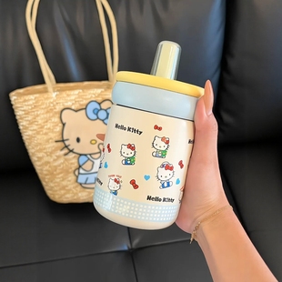 哈喽kt水杯保温杯子女生高颜值吸管杯外出便携随行杯可爱2025新款