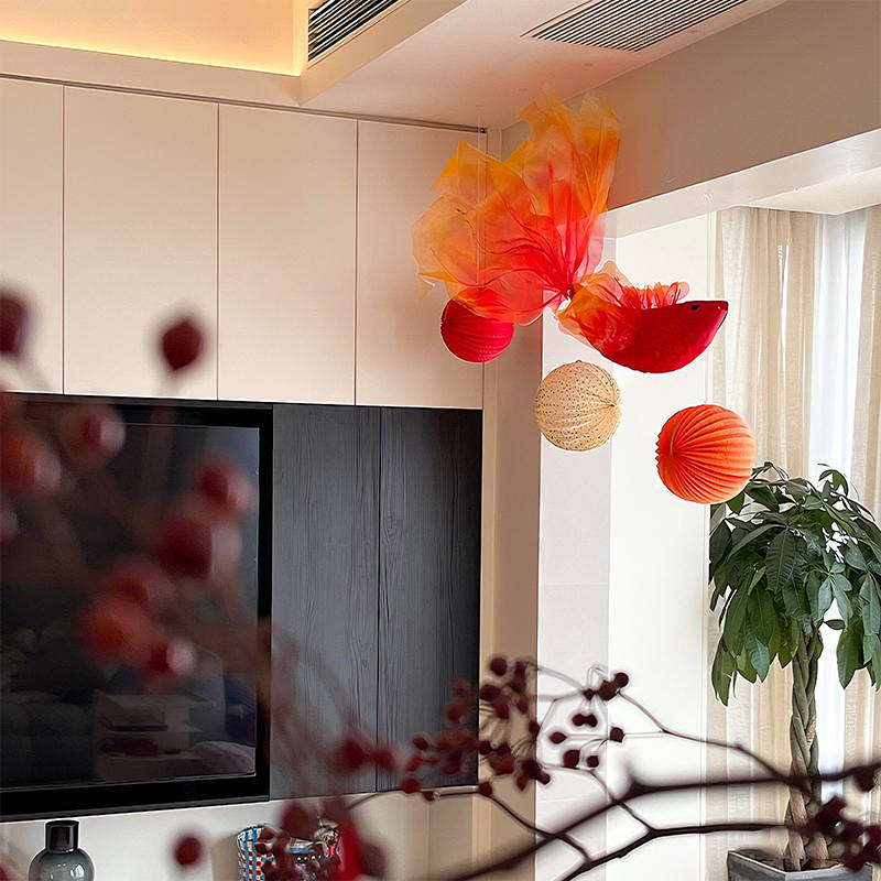 2026马年新年装饰锦鲤灯笼挂饰元旦春节客厅店铺橱窗氛围场景布置