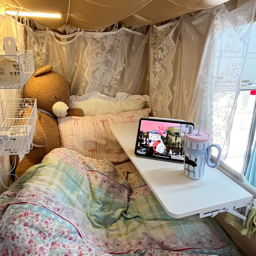 宿舍床上桌侧边可折叠上下铺悬空懒人书桌电脑桌可折叠免安装桌子