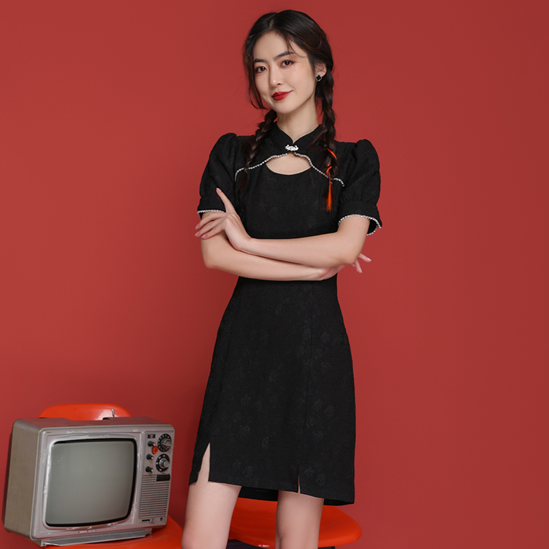 旗袍女夏季年轻款少女2024年新款E小个子新中式女装短款改良连衣