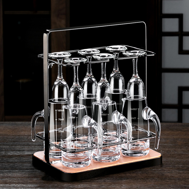 玻璃白酒杯分酒器套装家s用轻奢小号酒杯一口杯酒盅中式酒具带杯