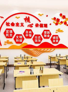 党建文化墙定制党员活动室社区会议室社会主义价值观主题墙贴纸画