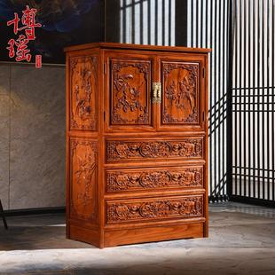 香樟木箱柜实木五斗柜收纳柜中式覆古两门橱结婚玄关抽屉斗柜子