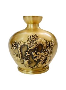 黄铜避火龙瓶厨房火烧天门西北角黄碎石辟避火龙罐家居布局摆件