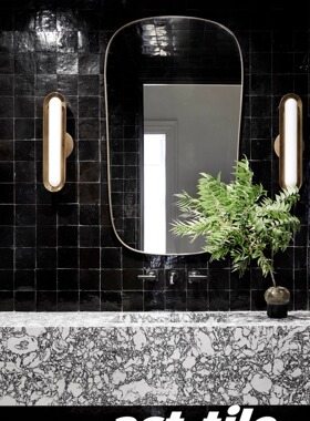 Asttile意大利进口复古渐变炭黑色墙砖厨房卫生间浴室瓷砖地砖100