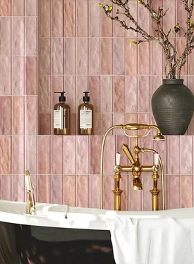 ASTTILE复古哑面绿色米色粉色手工墙砖厨房卫生间吧台围边65x200