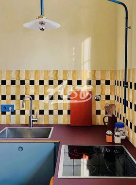 Asttile复古厨房卫生间客厅背景墙裙吧台包柱餐厅彩色小瓷砖墙砖