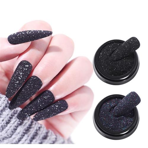 速发1Box Starlight black gauze powder Sugar Glitter Nail Dus