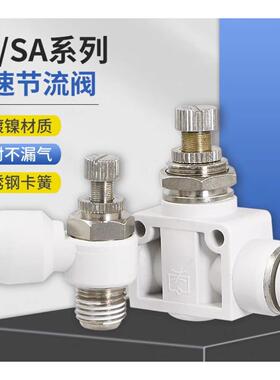 塑料白色PU管快速插接头单向调节阀快宁节流阀SA/SL6/8-01/2/3/4
