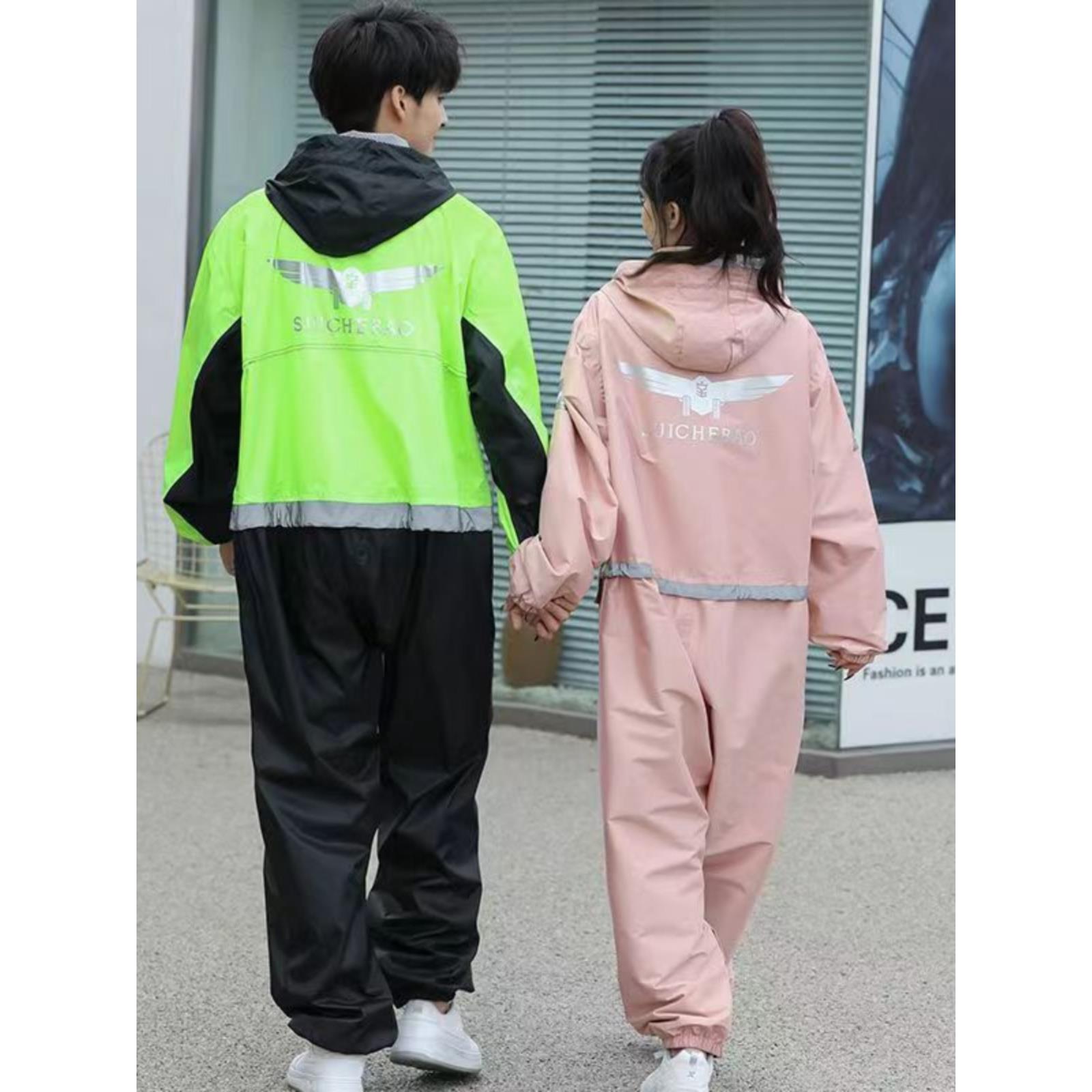 电动车雨衣分腿摩托车雨衣一体式宽松情侣骑手雨衣工作服男女