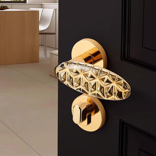法式水晶门锁金色轻奢家用通用锁木门卫生间浴室室内静音房门把手