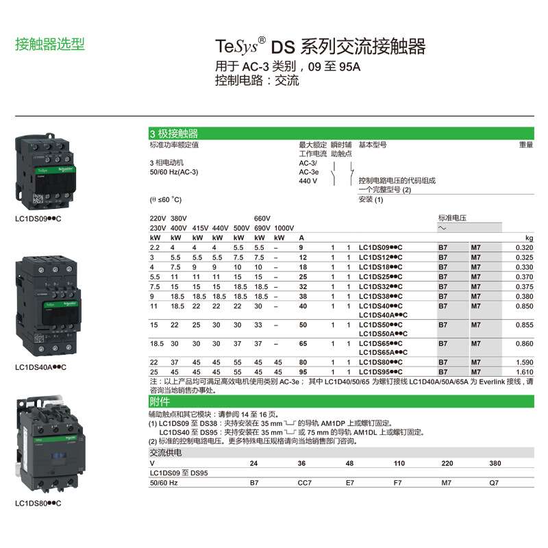 施耐.德接触器LC1D系列三相交流接触器LC1D09M7C接触器220v 6-620