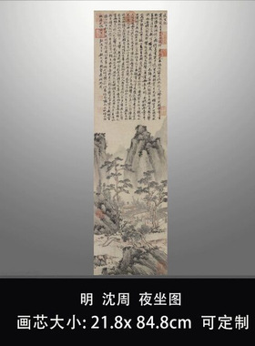 明沈周夜坐图仿古画山水画高清微