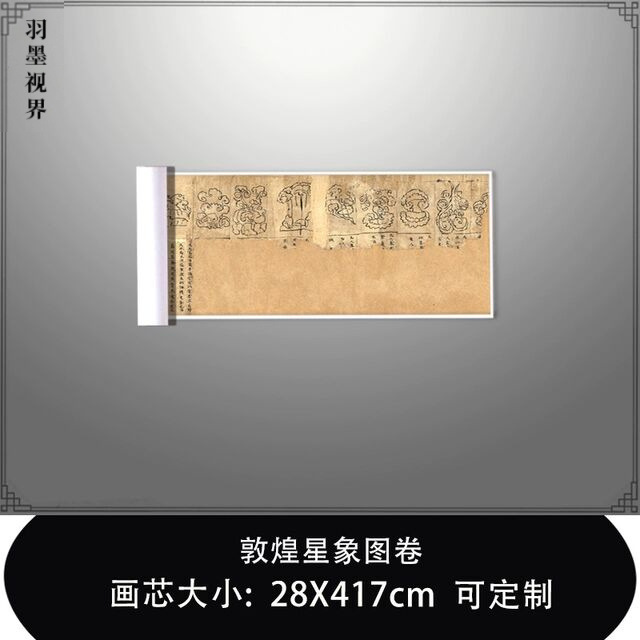 敦煌星象图卷绘制于唐中宗时期复古书画高清微喷仿古装裱手卷装饰