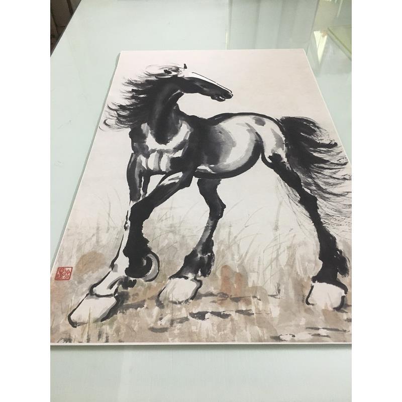 徐悲鸿 立马图 名家书画艺术高清微喷仿真复制临摹挂轴酒店装饰画图片