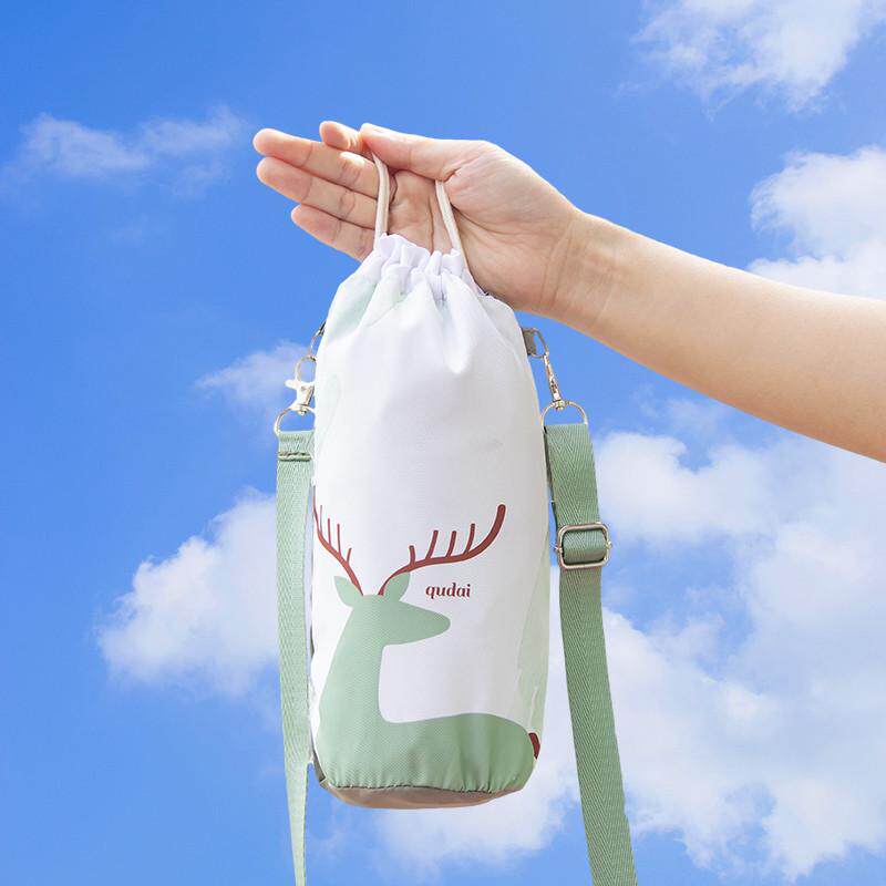 日本保温杯斜挎套背带可爱轻薄便携焖烧杯包手提水壶保护套通用水