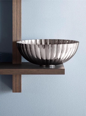 不锈钢大南瓜纹果盘 家用沙拉甜品水果碗 摆件装饰银色