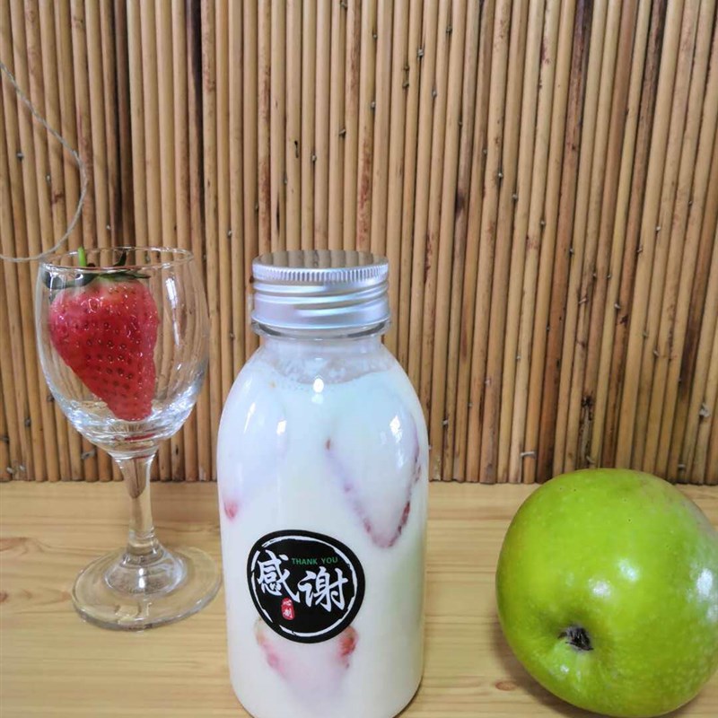 热销一次性果汁奶茶凉茶瓶宽口300容量铝盖无标签72个装空瓶