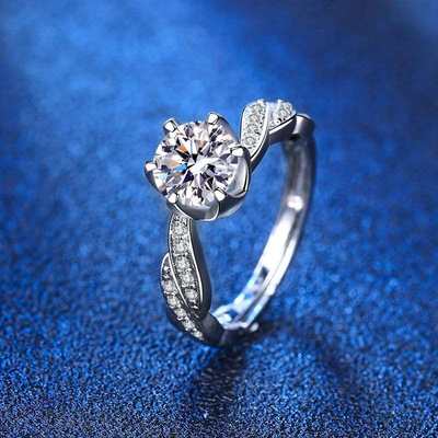 网红Moissanite ring sixclaw twist wall 1 carat female ring M