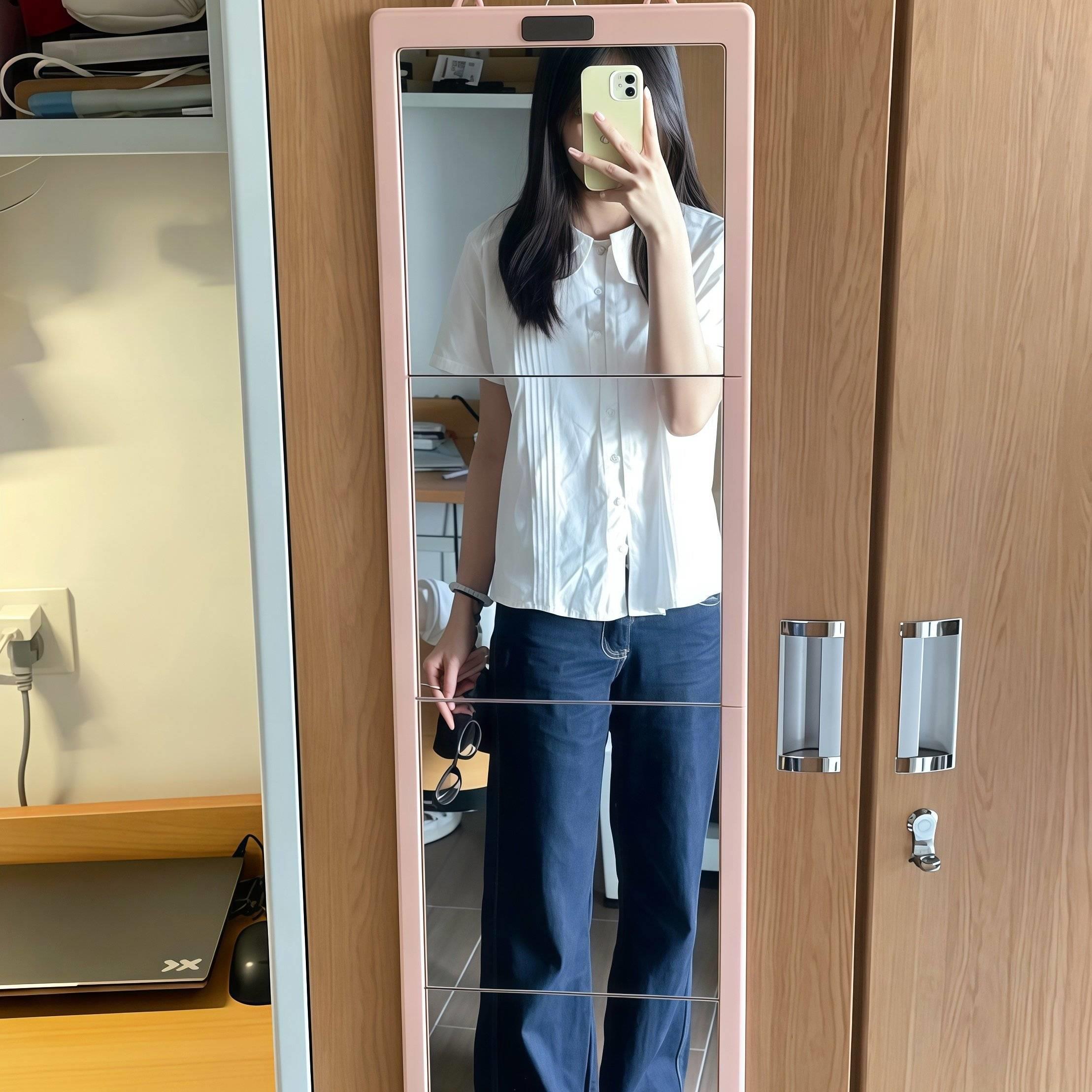 折叠全身镜！镜子学生宿舍专用化妆镜收纳可挂柜子门后穿衣镜防摔图片