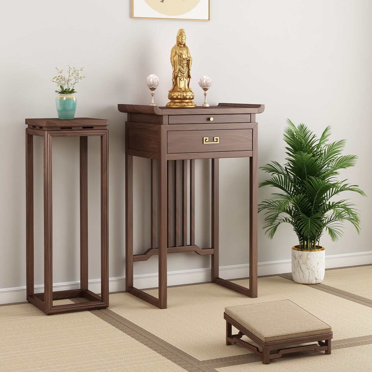 新中式供桌神仙供台香案黑胡桃实木家用佛龛立柜菩萨财神观音贡台,住宅家具,供桌,淘宝优惠券,粉丝福利购,淘宝优惠卷