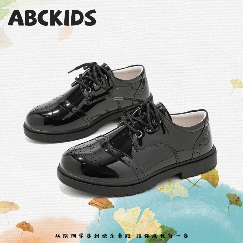 ABCkids儿童皮鞋黑色演出皮鞋