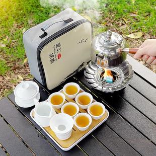 两用酒精炉煮茶器固体固液便携户外茶具野外露营烧水泡茶专用套装
