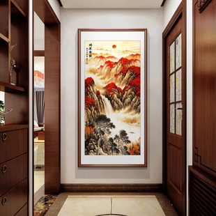 GULAGOS鸿运当头山水画入户门墙挂画竖版玄关走廊过道玄幻装饰画