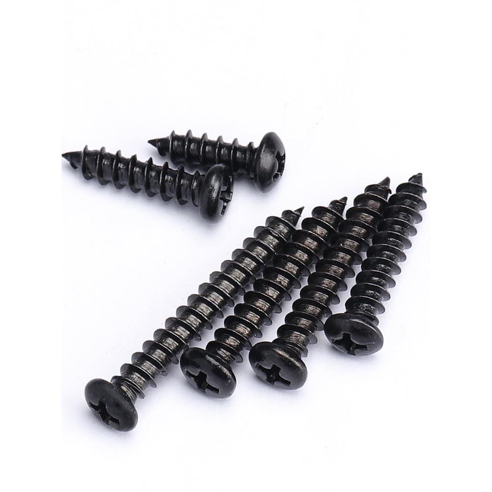 坚奕PA碳钢黑色十字圆头自攻螺丝钉盘头尖尾自攻木螺钉M1M2M3M4M5