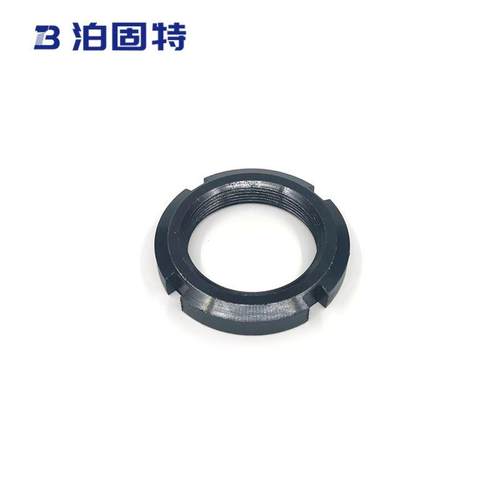 GB812开槽圆螺母帽四槽锁紧止退螺母A3碳钢发黑m10m30m60m100
