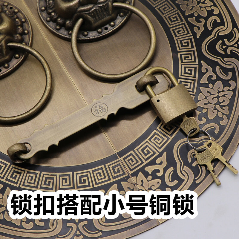 。中式仿古大门纯铜拉手铜把手兽头狮子头虎头门环圆形复古木门门