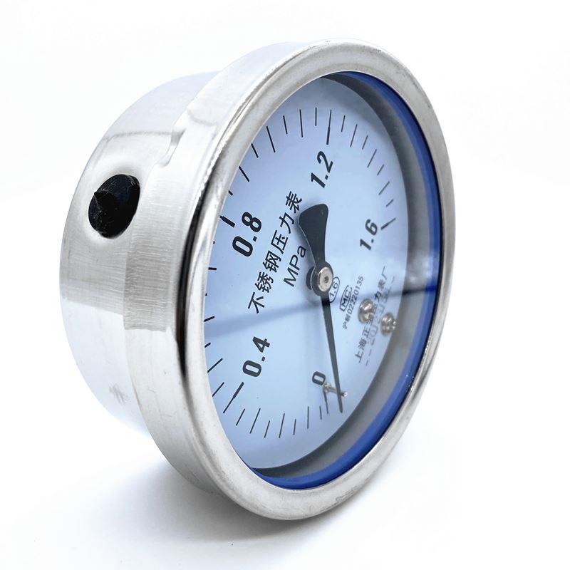 上海正宝Y100BF不锈钢表耐高温耐氯防腐压力表耐震YN100BF蒸汽