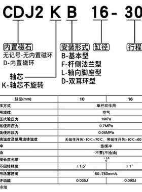 星辰CDJ2KB16/10-100-30-35-40-45-75-125-50-60-B不旋转迷你气缸