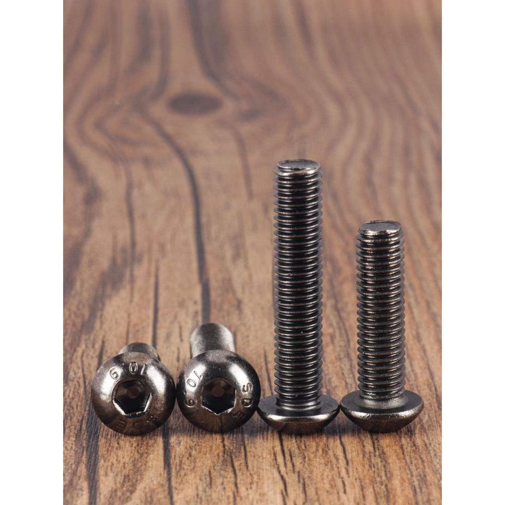 10.9级镀黑镍圆头内六角螺丝钉高强度元杯盘头螺栓大全M2M3M4M5M6