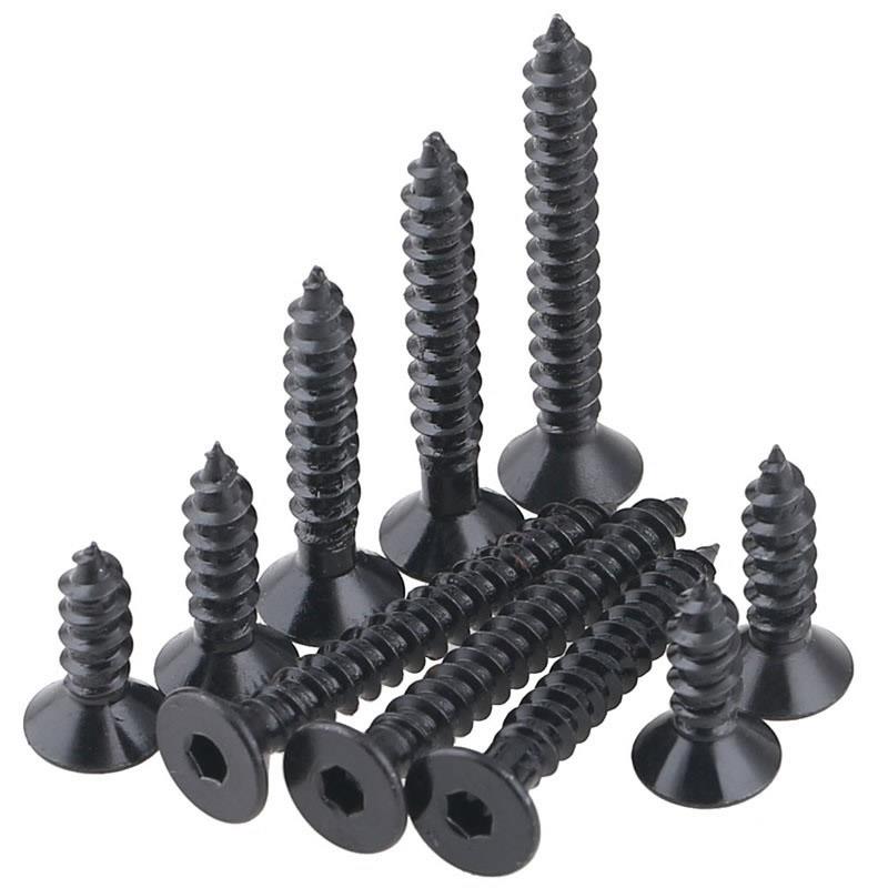 M3M4M5M6 加硬黑色沉头平头内六角自攻螺丝螺钉*x8x10x20x25x30mm