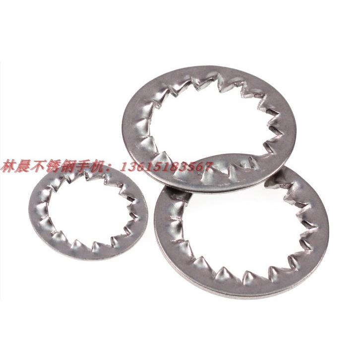 304不锈钢锁紧垫圈内锯齿防松垫片自锁止动垫圈DIN6798J M4M5-M30