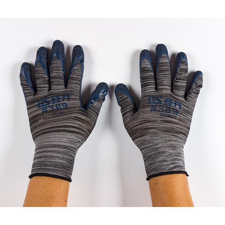 登升#389尼龙皱纹手套耐磨防滑浸胶手套涂胶挂胶防护劳保手套透气