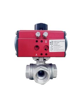 沸西尔 气动三通球阀丝扣不锈钢球阀三通球阀气动球阀Q614F-16