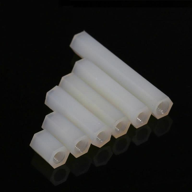 M2 M2.5塑料尼龙柱螺柱六角双通隔离柱尼龙白色*5x6x8x10x12x30mm