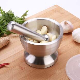新款304不锈钢捣蒜器罐捣碎器磨药器蒜泥手动石臼子研磨器仅上家
