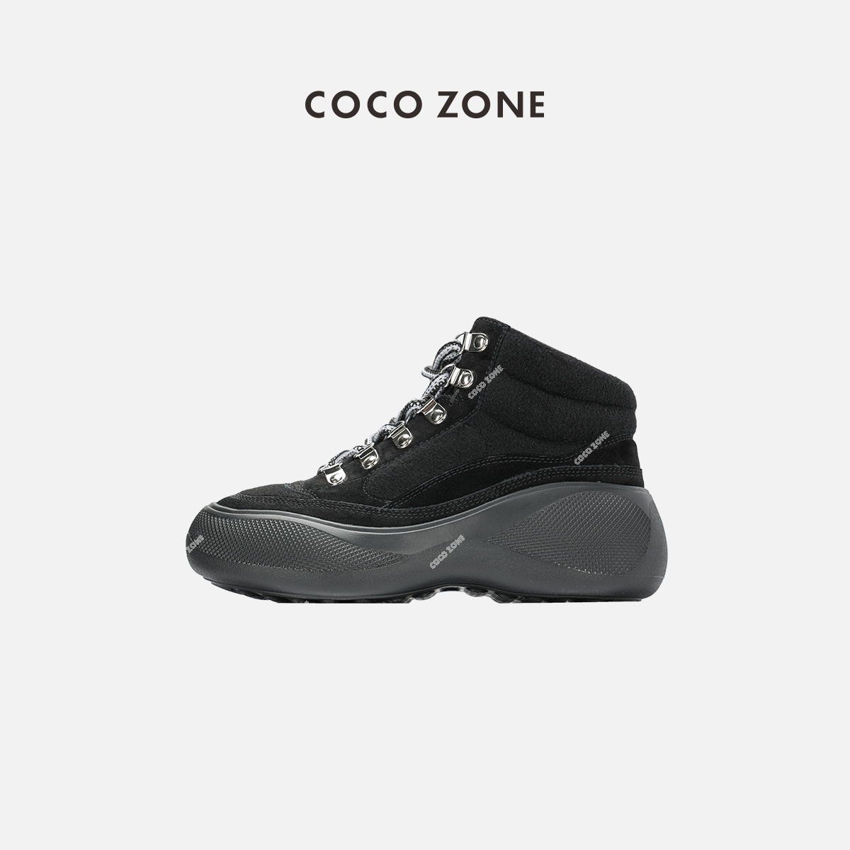 刘一一&COCO ZONE撞色内里加薄绒系带厚底高帮运动休闲鞋23C30505