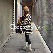 ZONE 100棉条纹圆领长袖 刘 COCO 一一 叠穿公式 T恤 CD1A1699