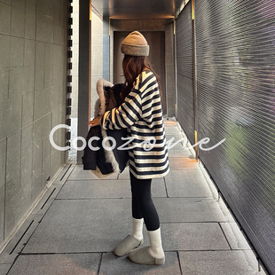 一一 刘 叠穿公式 100棉条纹圆领长袖 CD1A1699 COCO T恤 ZONE