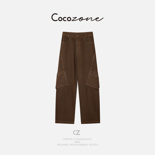 复古多口袋阔腿直筒牛仔裤 COCO 100棉 刘11 CD1A1601 ZONE