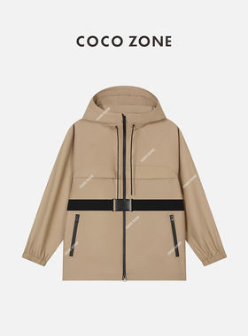 COCOZONE 刘11 连帽绳出行防水冲锋衣松紧收口设计外套23C19084