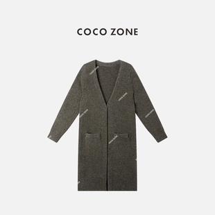 秋季 V领中长款 针织衫 COCO 开衫 刘一一 长袖 上衣CC2C1925 ZONE