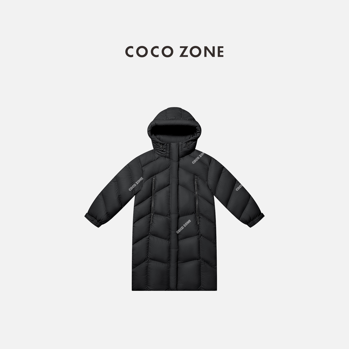COCO ZONE  刘一一 鹅被秋冬90鹅绒长款连帽潮流百搭保暖羽绒服女