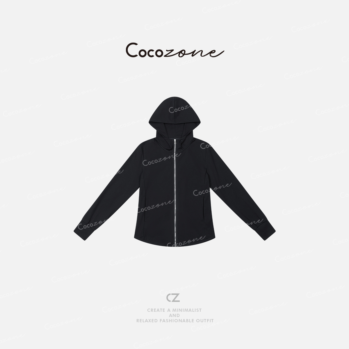 COCO ZONE 刘一一 美式复古修身连帽拉链休闲女式外套CD2A0568