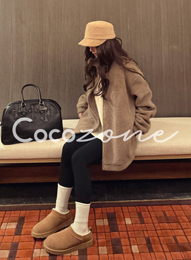 COCO ZONE 刘 一一 “松果十字花”立领拉链毛绒外套 CD1A1763